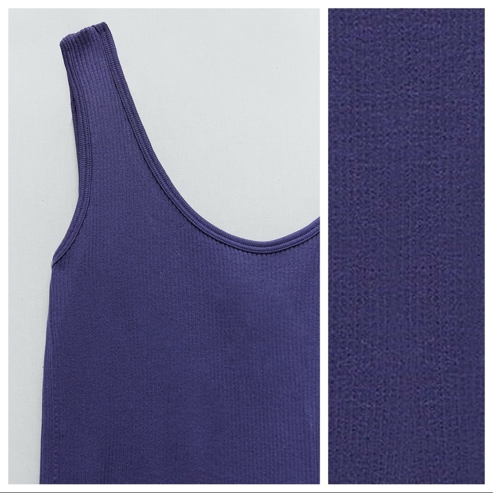NWT. Zara Limitless Contour Collection Blue Seamless Jumpsuit. Size XS-S. - Picture 4 of 9
